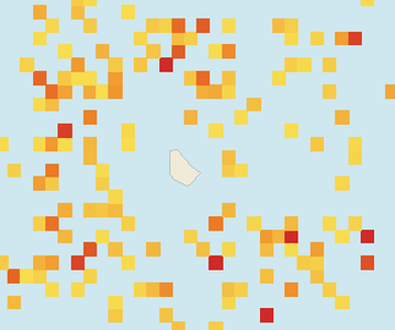 Satellite floating-algae map near Eastern Barbados, Aug 2021 (opens full map image in a new tab)