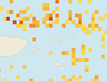 Satellite floating-algae map near St. Thomas, Aug 2021 (opens full map image in a new tab)