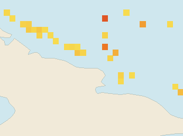 Satellite floating-algae map near Guardalavaca, Sep 2021 (opens full map image in a new tab)