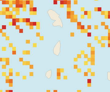 Satellite floating-algae map near Saint Lucia West Coast, Sep 2021 (opens full map image in a new tab)