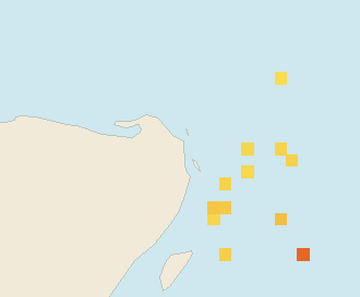 Satellite floating-algae map near Costa Mujeres, Oct 2021 (opens full map image in a new tab)