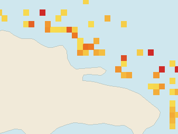 Satellite floating-algae map near Las Terrenas, Oct 2021 (opens full map image in a new tab)