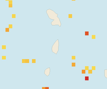 Satellite floating-algae map near Saint Lucia West Coast, Oct 2021 (opens full map image in a new tab)