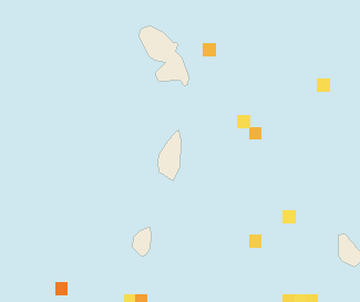 Satellite floating-algae map near Saint Lucia East Coast, Dec 2021 (opens full map image in a new tab)