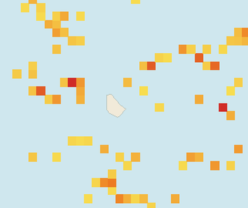 Satellite floating-algae map near Eastern Barbados, Jan 2022 (opens full map image in a new tab)