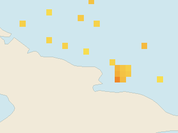 Satellite floating-algae map near Guardalavaca, Jan 2022 (opens full map image in a new tab)