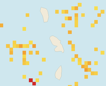 Satellite floating-algae map near Martinique West Coast, Jan 2022 (opens full map image in a new tab)