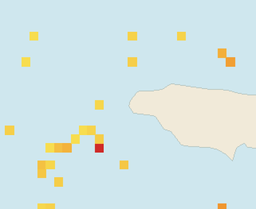 Satellite floating-algae map near Negril, Jan 2022 (opens full map image in a new tab)