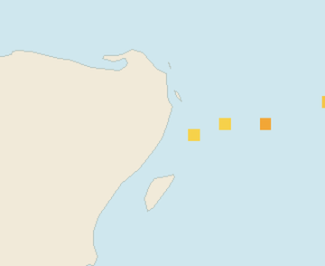 Satellite floating-algae map near Puerto Morelos, Jan 2022 (opens full map image in a new tab)