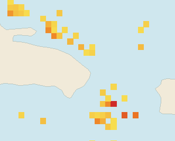 Satellite floating-algae map near Punta Cana and Bavaro, Jan 2022 (opens full map image in a new tab)