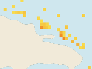 Satellite floating-algae map near Las Terrenas, Jan 2022 (opens full map image in a new tab)