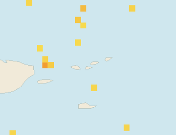 Satellite floating-algae map near St. John, Jan 2022 (opens full map image in a new tab)