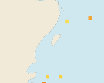 Satellite floating-algae map near Akumal, Feb 2022 (opens full map image in a new tab)