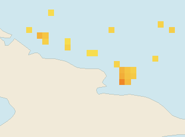 Satellite floating-algae map near Guardalavaca, Feb 2022 (opens full map image in a new tab)