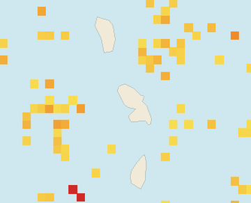 Satellite floating-algae map near Martinique West Coast, Feb 2022 (opens full map image in a new tab)