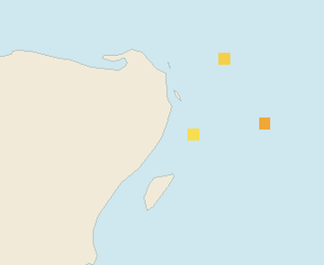 Satellite floating-algae map near Puerto Morelos, Feb 2022 (opens full map image in a new tab)