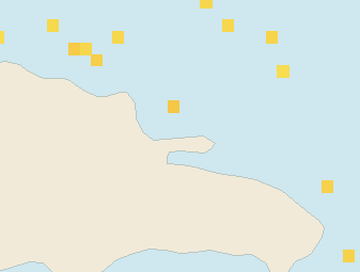 Satellite floating-algae map near Las Terrenas, Feb 2022 (opens full map image in a new tab)