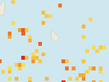 Satellite floating-algae map near South Coast Barbados, Feb 2022 (opens full map image in a new tab)