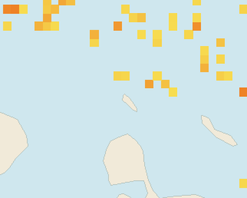 Satellite floating-algae map near Aruba Palm and Eagle Beach, Mar 2022 (opens full map image in a new tab)