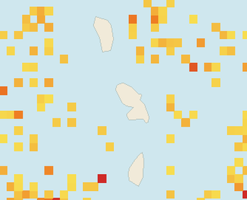 Satellite floating-algae map near Martinique West Coast, Mar 2022 (opens full map image in a new tab)