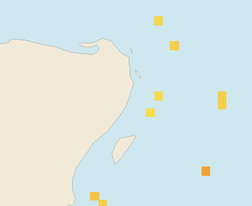 Satellite floating-algae map near Puerto Morelos, Mar 2022 (opens full map image in a new tab)