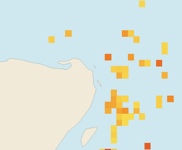 Satellite floating-algae map near Costa Mujeres, Apr 2022 (opens full map image in a new tab)