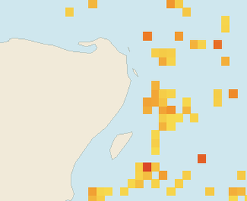 Satellite floating-algae map near Puerto Morelos, Apr 2022 (opens full map image in a new tab)