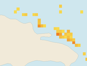 Satellite floating-algae map near Las Terrenas, Apr 2022 (opens full map image in a new tab)