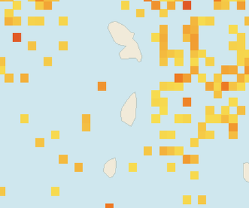 Satellite floating-algae map near Saint Lucia West Coast, Apr 2022 (opens full map image in a new tab)