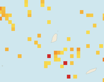 Satellite floating-algae map near Grand Anse, May 2022 (opens full map image in a new tab)