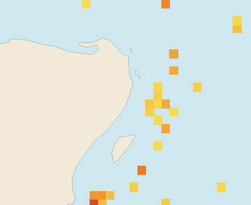 Satellite floating-algae map near Puerto Morelos, May 2022 (opens full map image in a new tab)