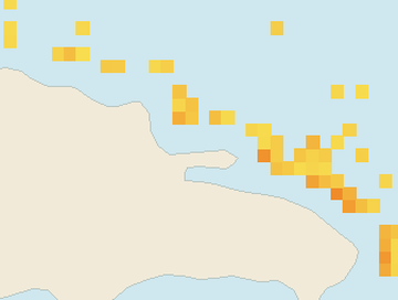 Satellite floating-algae map near Las Terrenas, May 2022 (opens full map image in a new tab)
