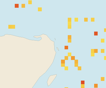 Satellite floating-algae map near Costa Mujeres, Jun 2022 (opens full map image in a new tab)