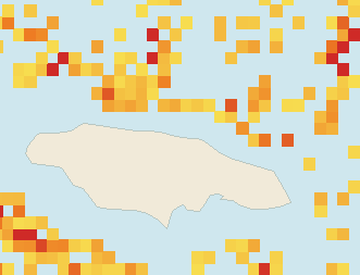 Satellite floating-algae map near Ocho Rios, Jun 2022 (opens full map image in a new tab)