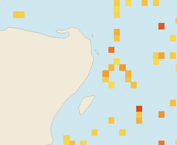Satellite floating-algae map near Puerto Morelos, Jun 2022 (opens full map image in a new tab)