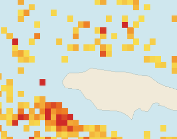 Satellite floating-algae map near Montego Bay, Jul 2022 (opens full map image in a new tab)