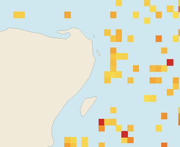 Satellite floating-algae map near Puerto Morelos, Jul 2022 (opens full map image in a new tab)