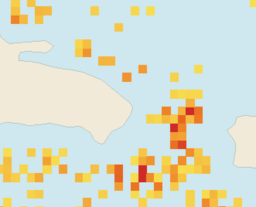 Satellite floating-algae map near Punta Cana and Bavaro, Jul 2022 (opens full map image in a new tab)
