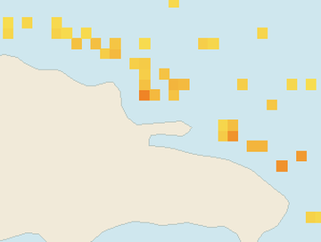 Satellite floating-algae map near Las Terrenas, Jul 2022 (opens full map image in a new tab)