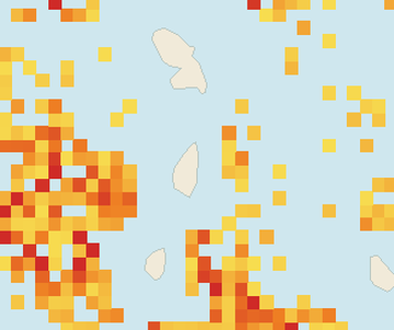 Satellite floating-algae map near Saint Lucia East Coast, Jul 2022 (opens full map image in a new tab)
