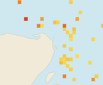 Satellite floating-algae map near Costa Mujeres, Aug 2022 (opens full map image in a new tab)