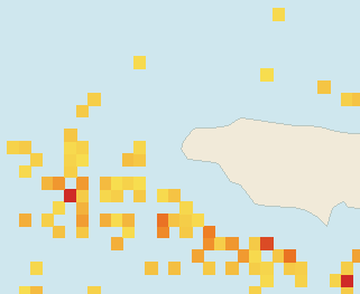 Satellite floating-algae map near Negril, Aug 2022 (opens full map image in a new tab)