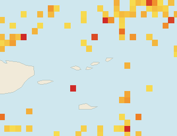 Satellite floating-algae map near St. John, Aug 2022 (opens full map image in a new tab)