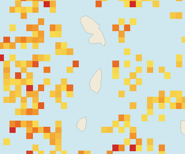 Satellite floating-algae map near Saint Lucia West Coast, Aug 2022 (opens full map image in a new tab)