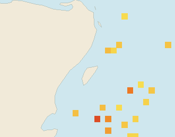 Satellite floating-algae map near Puerto Aventuras, Sep 2022 (opens full map image in a new tab)