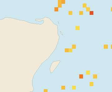 Satellite floating-algae map near Puerto Morelos, Sep 2022 (opens full map image in a new tab)