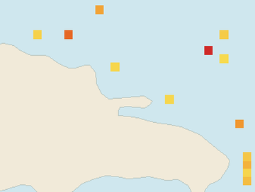 Satellite floating-algae map near Las Terrenas, Oct 2022 (opens full map image in a new tab)