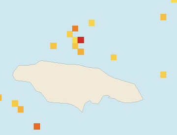 Satellite floating-algae map near Ocho Rios, Nov 2022 (opens full map image in a new tab)