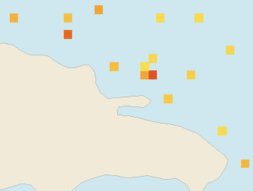 Satellite floating-algae map near Las Terrenas, Nov 2022 (opens full map image in a new tab)