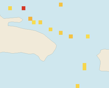 Satellite floating-algae map near Punta Cana and Bavaro, Jan 2023 (opens full map image in a new tab)